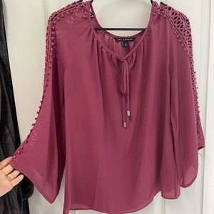 Zac and Rachel polyester maroon long sleeve top with detail